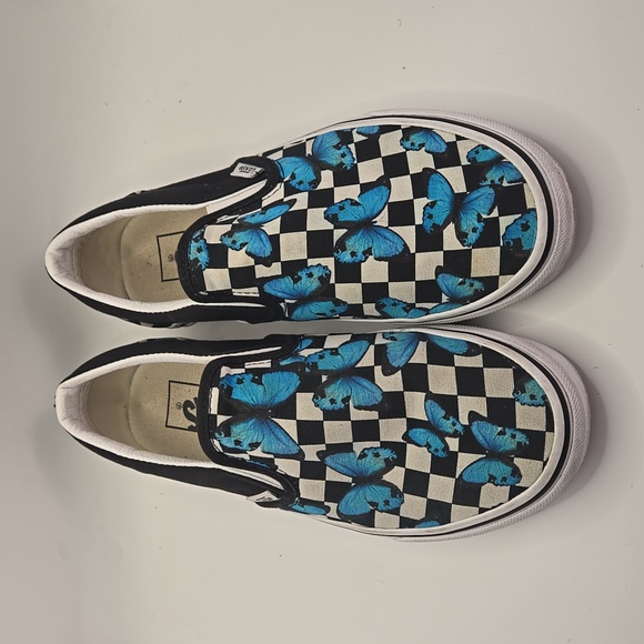 Vans Shoes - Vans Classic Slip-On Butterfly Checkerboard Pattern Sneaker Shoes Sz 6.5M 8.0W